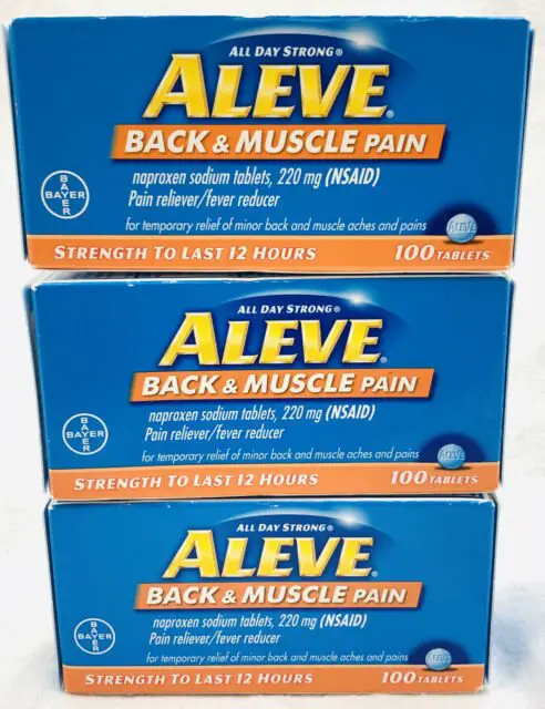 3 Aleve Back &  Muscle Pain Reliever/Fever Reducer Tablets 220 mg (100CT ...