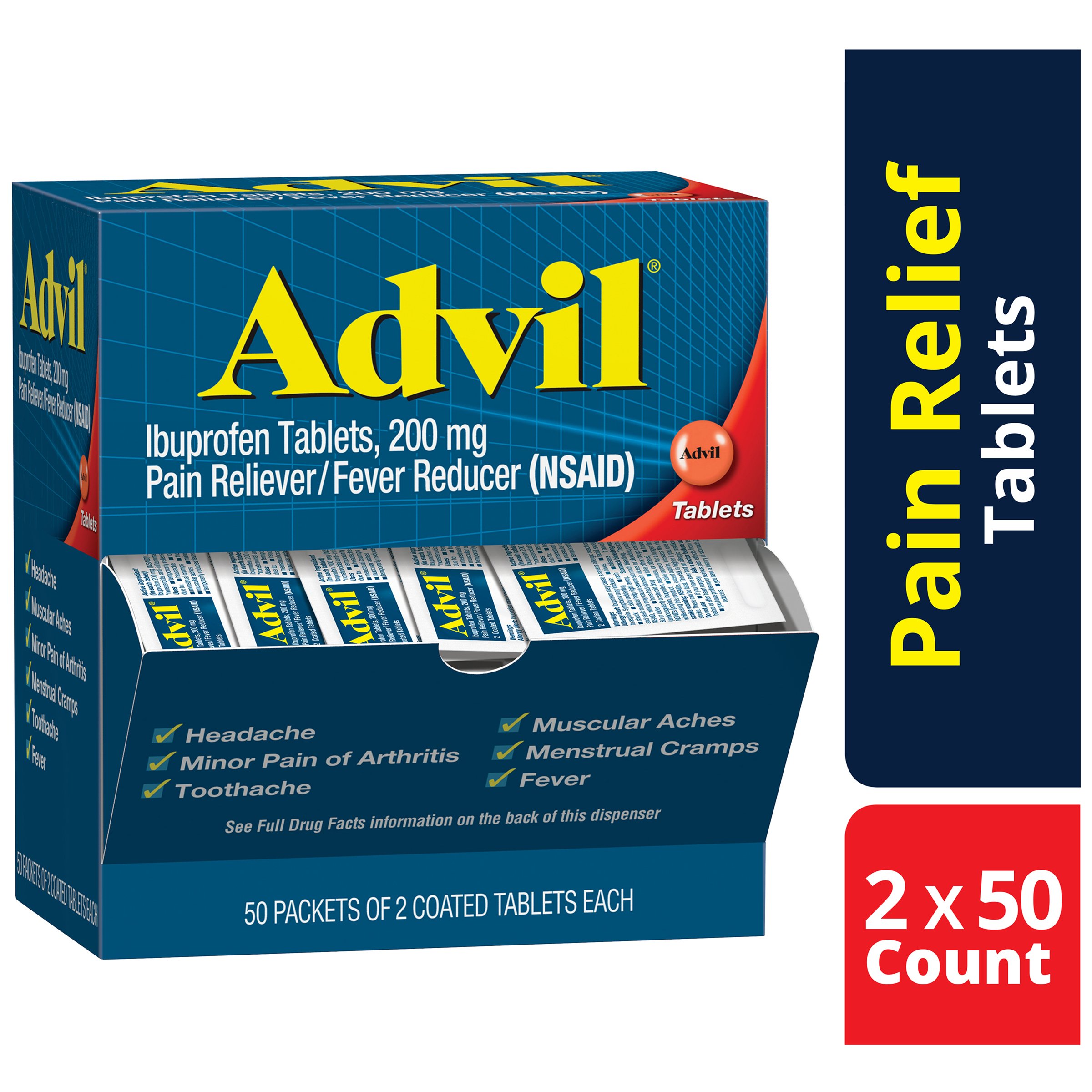 Advil Pain Reliever / Fever Reducer Coated Tablet Refill 2 by 50 Ct ...