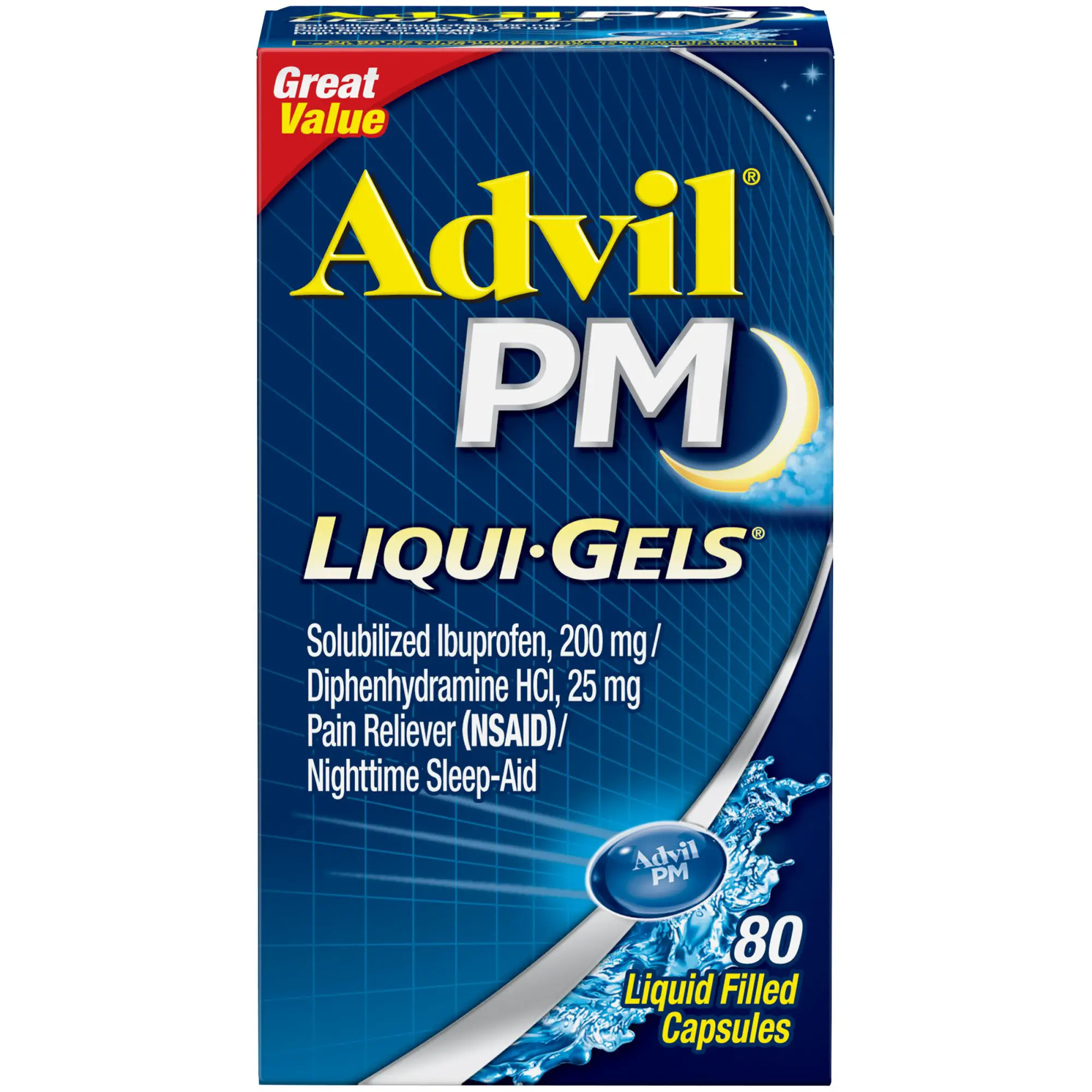Buy Advil PM (80 Count) Pain Reliever / Nighttime Sleep Aid Liquid ...