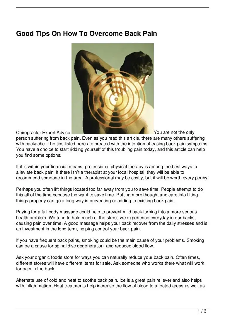Good Tips On How To Overcome Back Pain