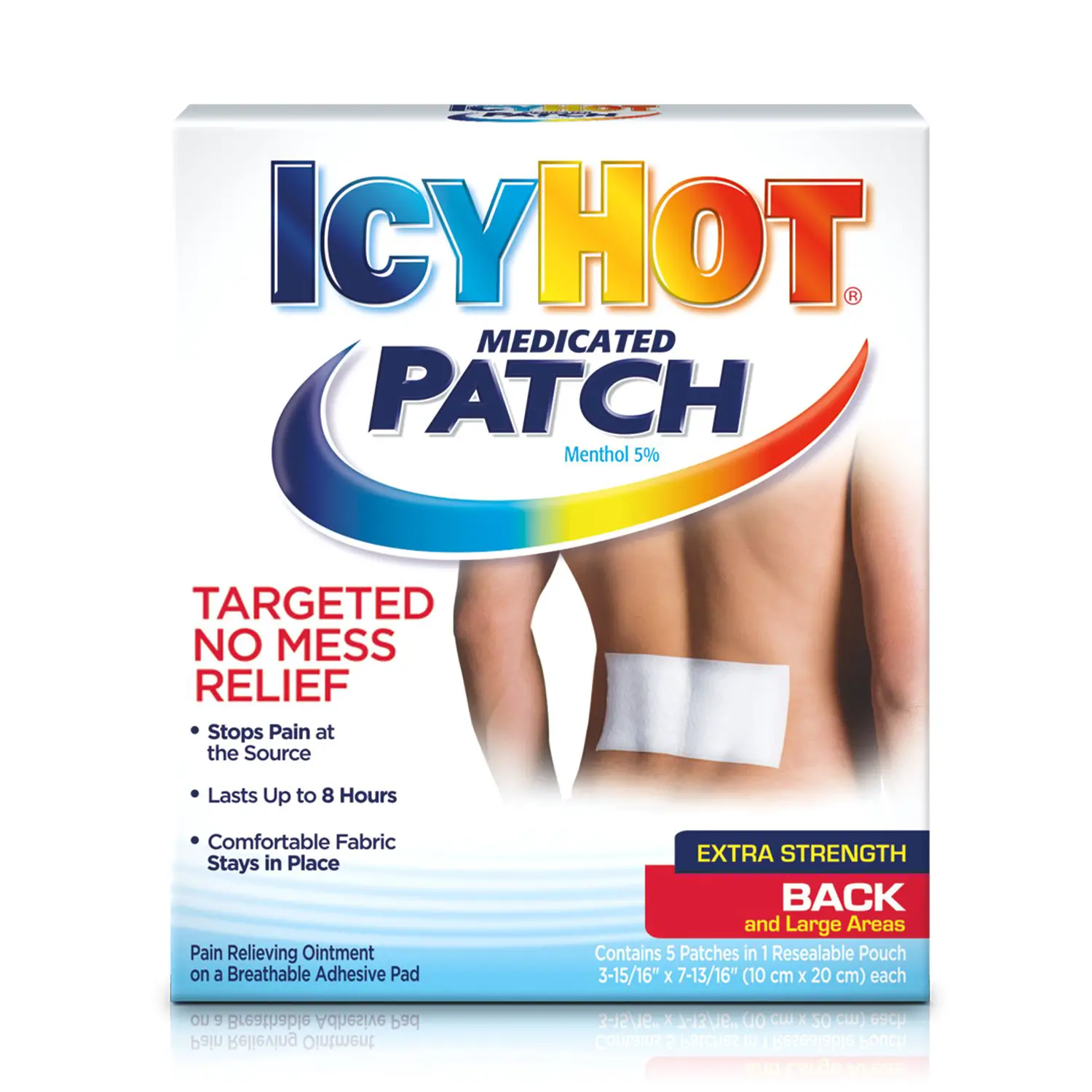 Icy Hot Extra Strength Large Medicated Patch 5 Count Box Back Pain ...