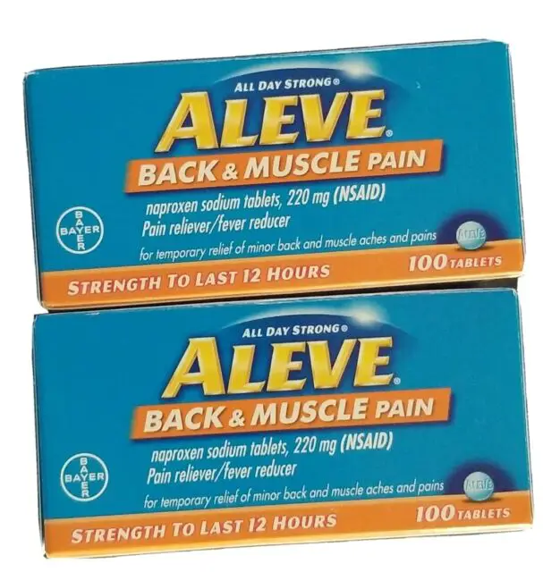 LOT OF 2 Aleve Naproxen Back &  Muscle Pain Relief / Fever ...