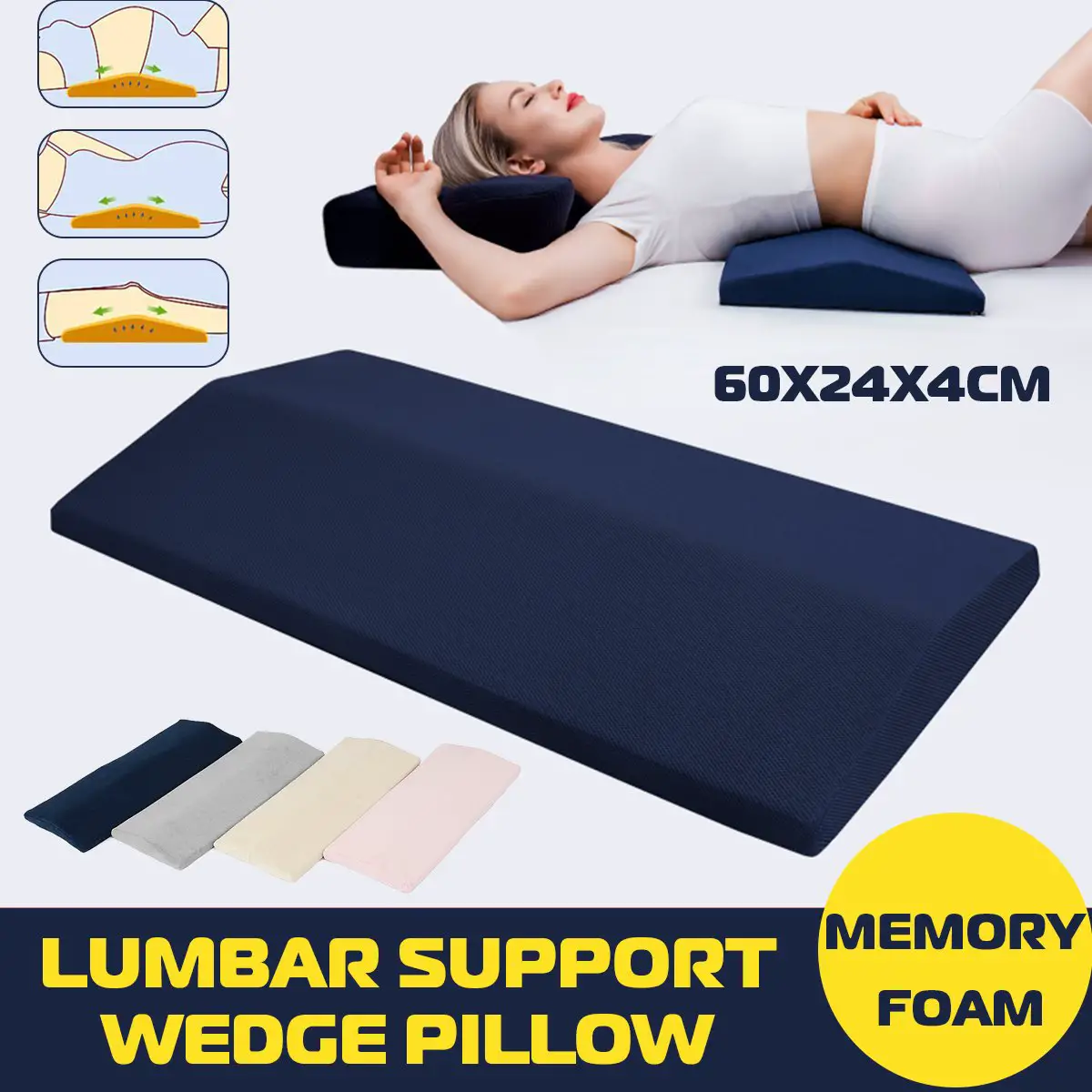 Lumbar Support Wedge Memory Pillow Bed Cushion for Sleep ...