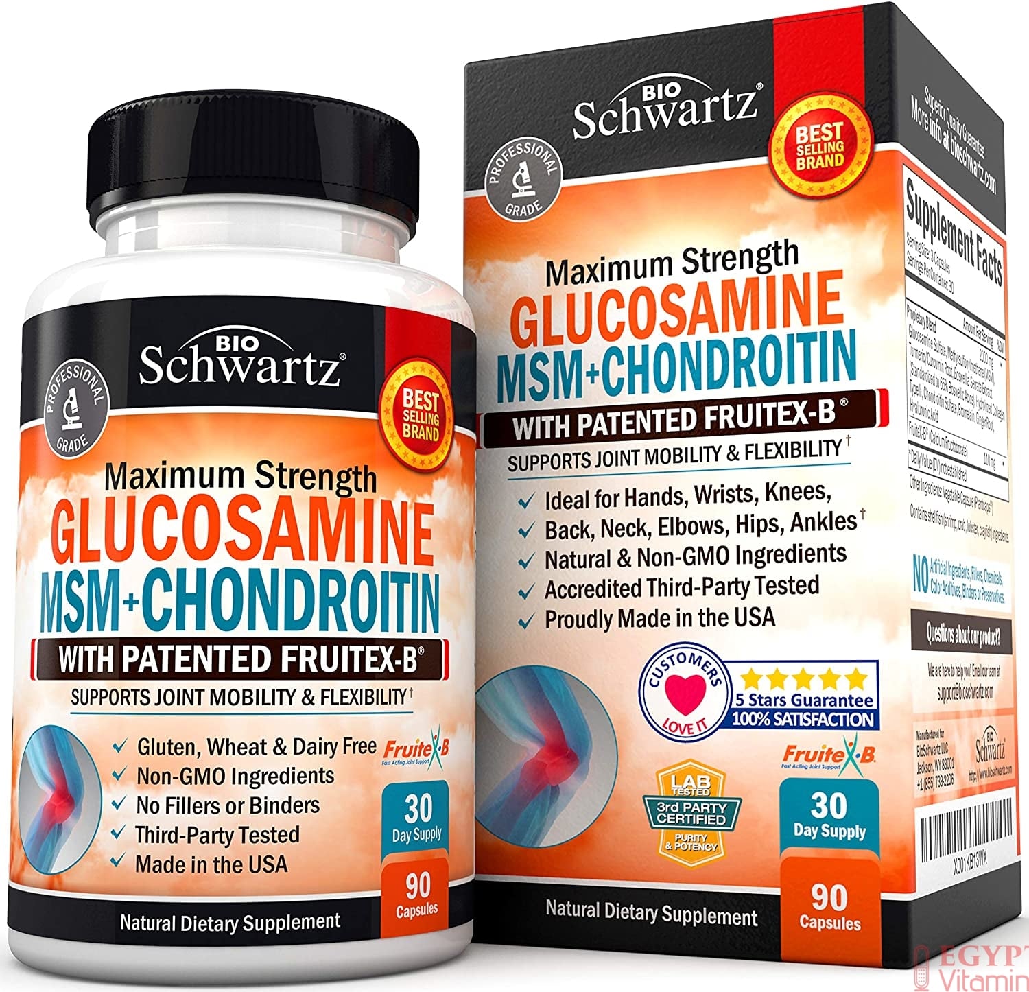 Schwartz Glucosamine Chondroitin MSM Turmeric for Hip, Joint &  Back ...