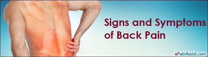 Signs and Symptoms of Back Pain or Backache
