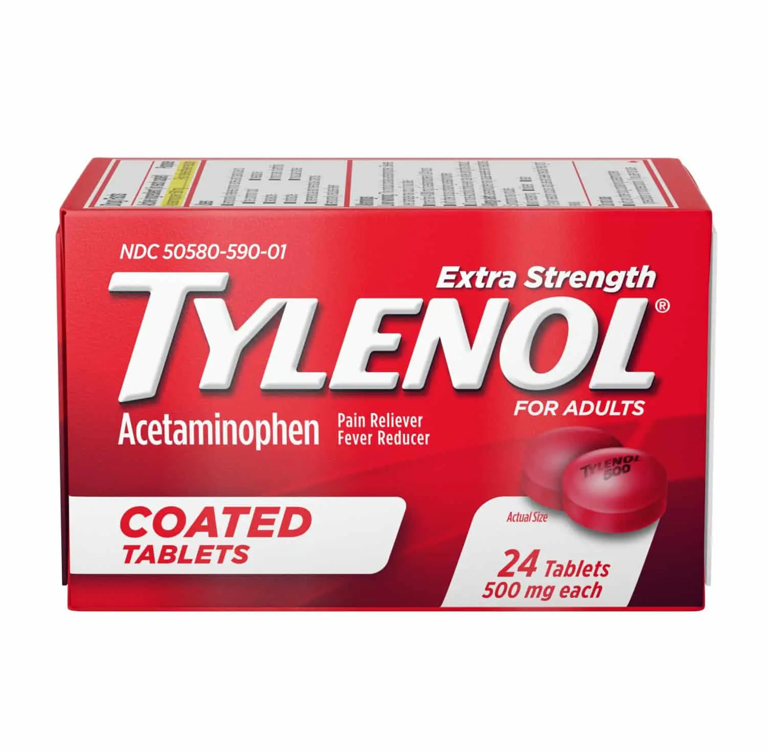 Tylenol Extra Strength With Acetaminophen 500mg 24 Coated Tablets