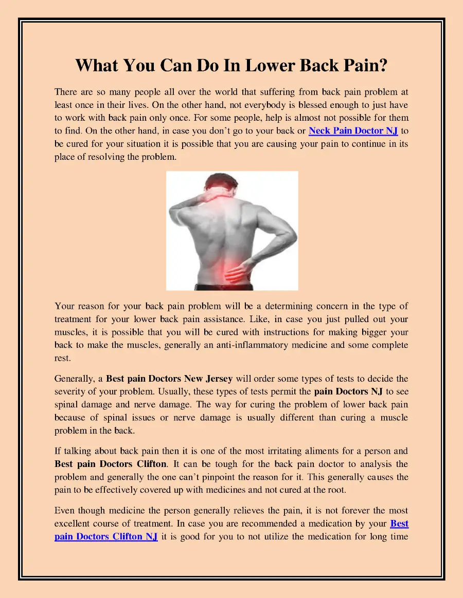 What You Can Do in Lower Back Pain